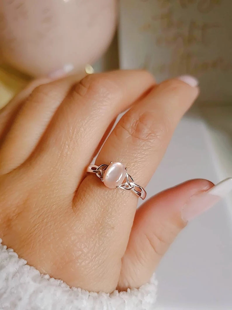 Sterling Silver Pink Mother of Pearl Ring - view 7