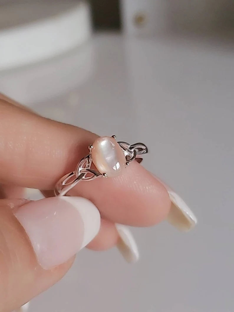 Sterling Silver Pink Mother of Pearl Ring - view 5
