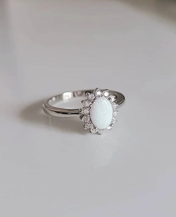 Sterling Silver White Opal Promise Statement Ring - view 7