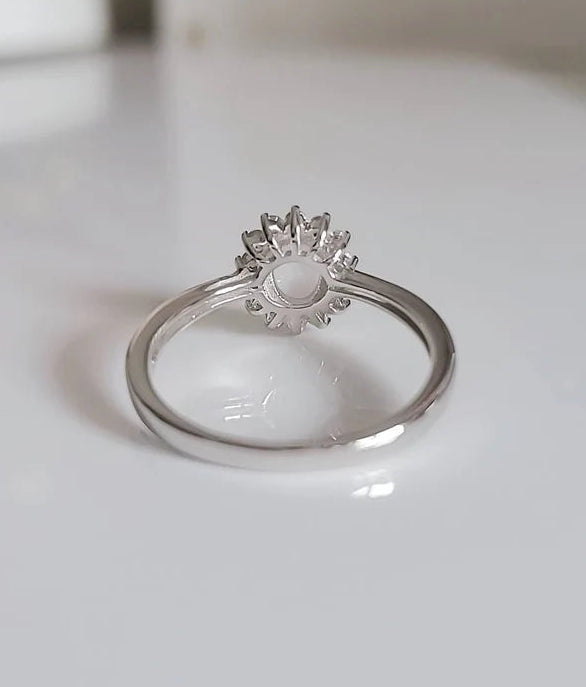 Sterling Silver White Opal Promise Statement Ring - view 9