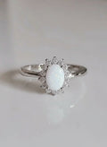 Sterling Silver White Opal Promise Statement Ring - view 3
