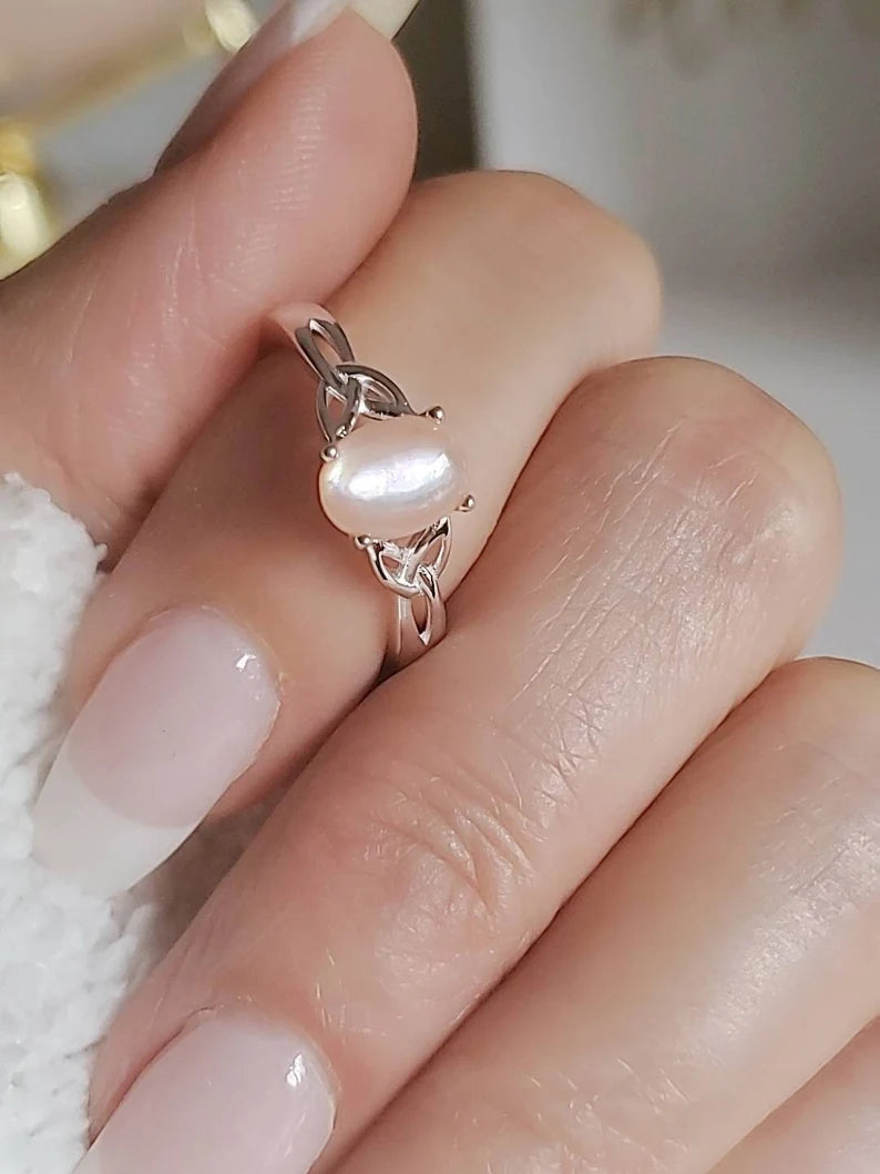 Sterling Silver Pink Mother of Pearl Ring - view 2