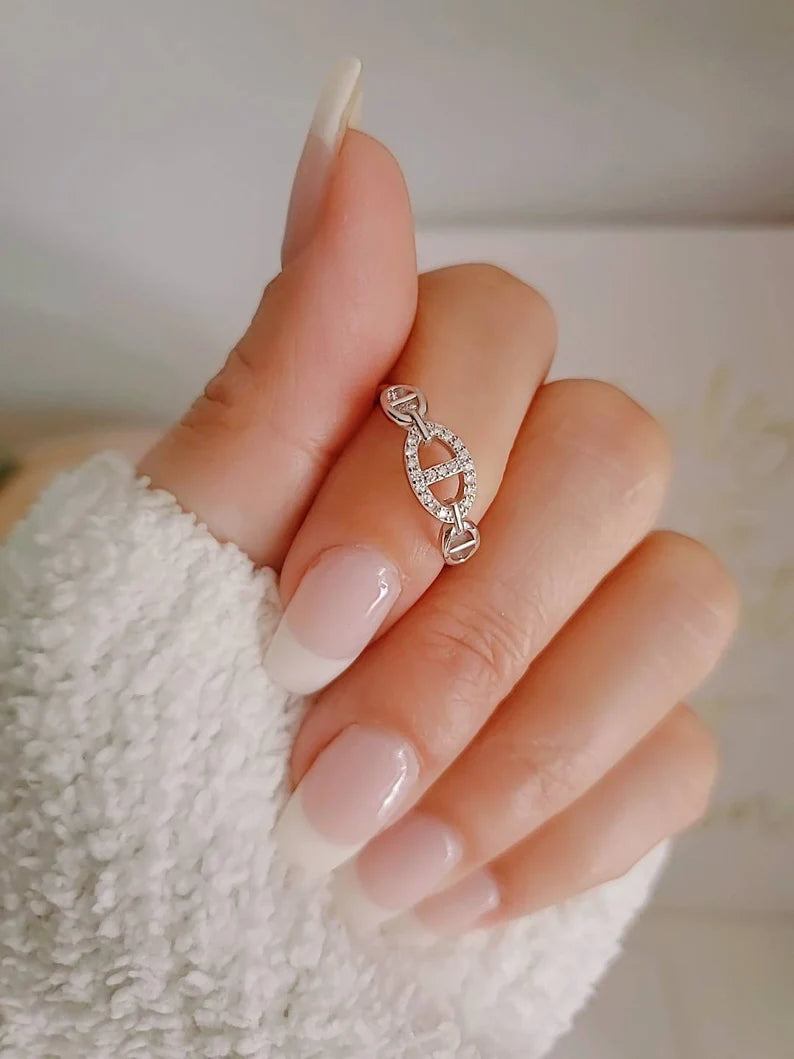 Sterling Silver Statement Chain Ring - view 6