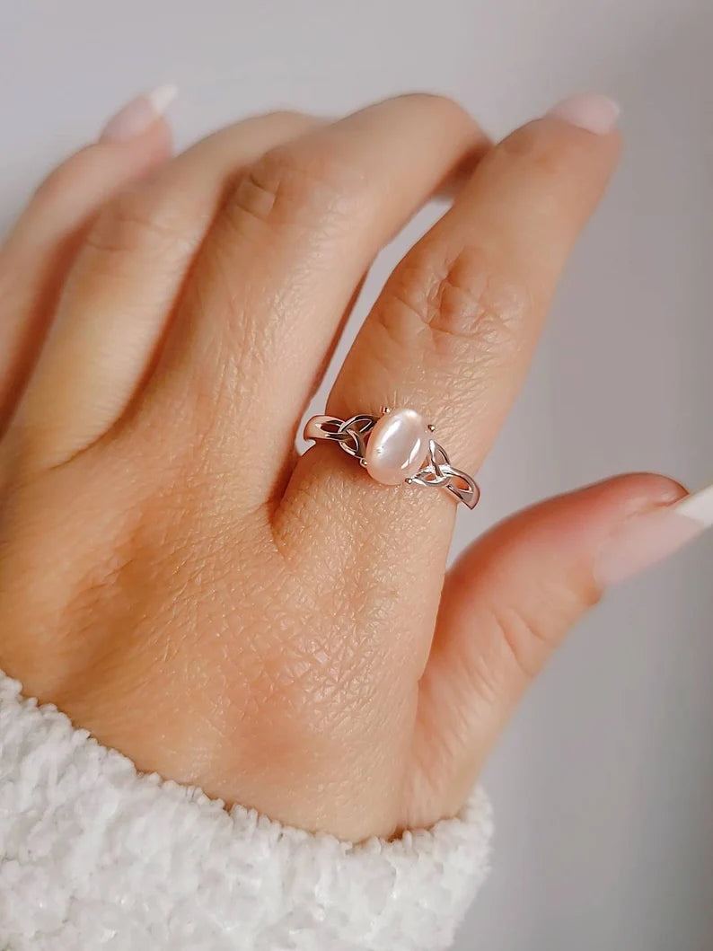 Sterling Silver Pink Mother of Pearl Ring - view 6