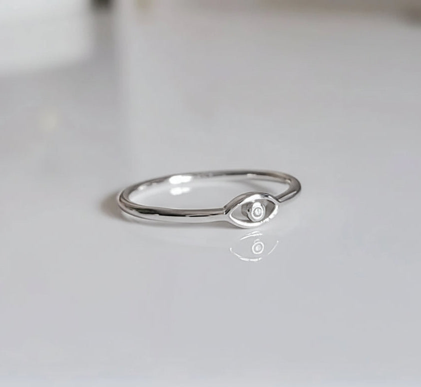 Sterling Silver Minimalist Eye Ring - view 3