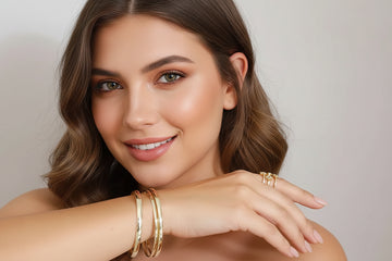 Gold Bangle Stack Bracelet Set of 7
