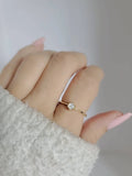 Sterling Silver Gold Mother of Pearl Solitaire Ring - view 2