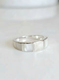 Sterling Silver 925 Mother of Pearl Band Ring