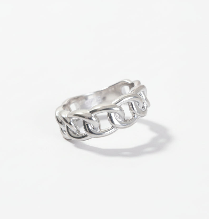 Sterling Silver Large Bold Chain Ring