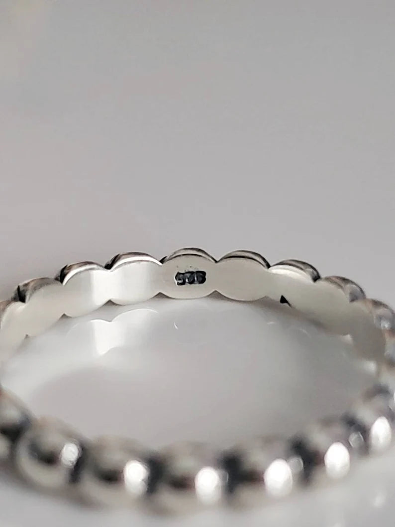 Sterling Silver 925 Beaded Stacking Ring - view 3