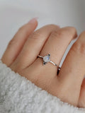 Sterling Silver Dainty Rainbow Moonstone Ring - view 7