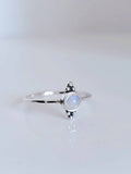 Sterling Silver Dainty Rainbow Moonstone Ring - view 2