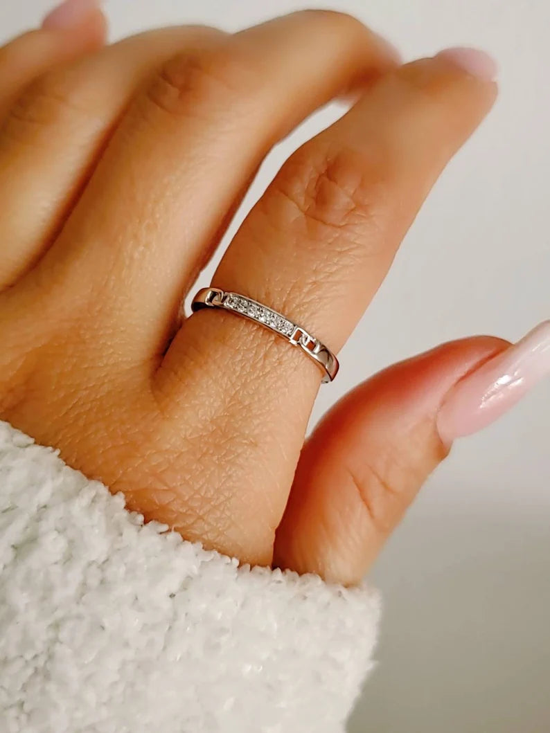 Sterling Silver Dainty Chain Link Ring - view 6