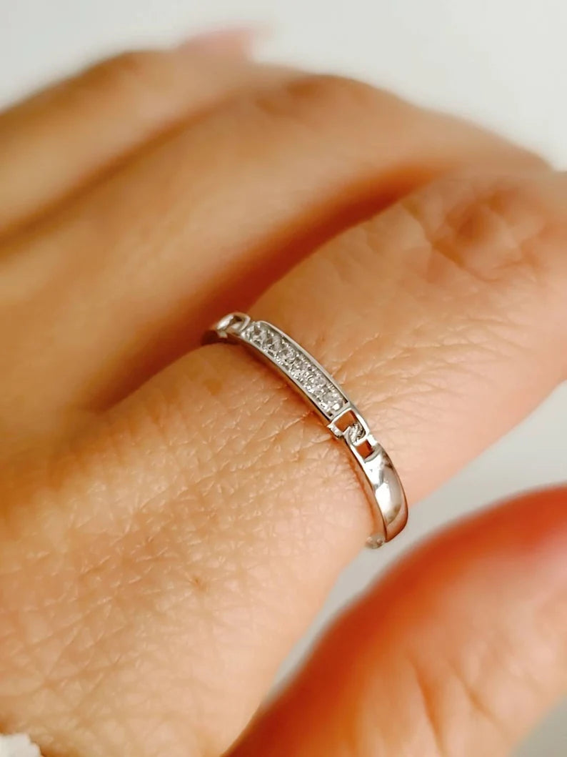 Sterling Silver Dainty Chain Link Ring - view 2