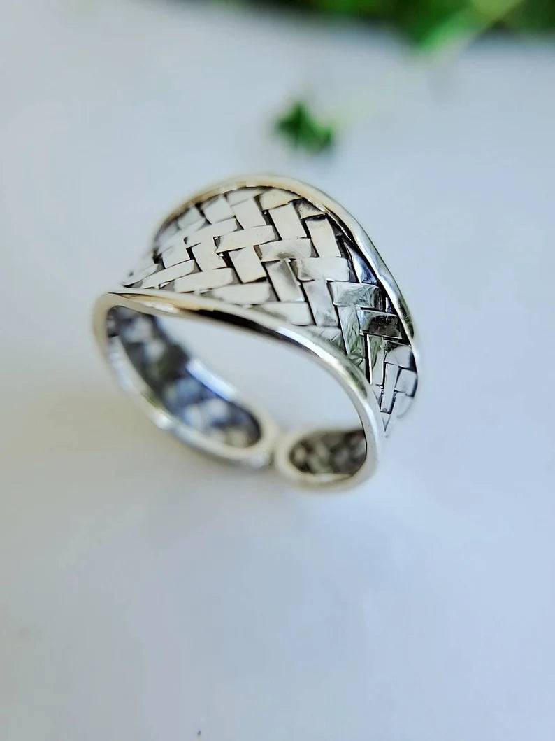 Sterling Silver Braided Adjustable Ring - view 3