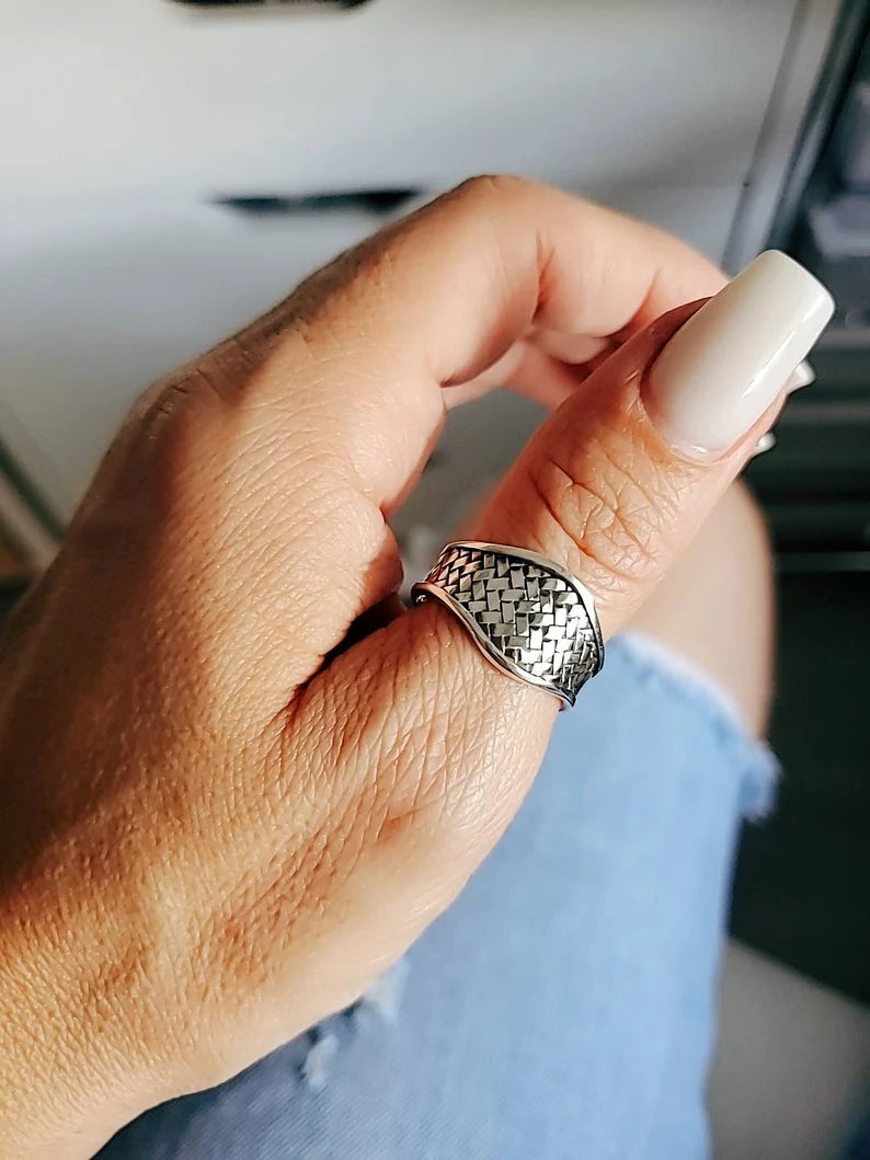 Sterling Silver Braided Adjustable Ring - view 10