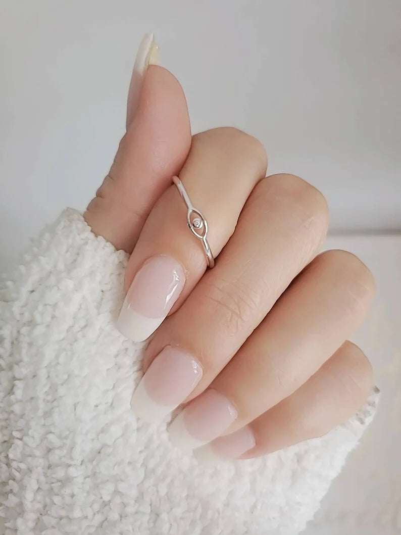 Sterling Silver Minimalist Eye Ring - view 4
