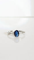 Sterling Silver Precious Oval Cut Sapphire Ring - view 5