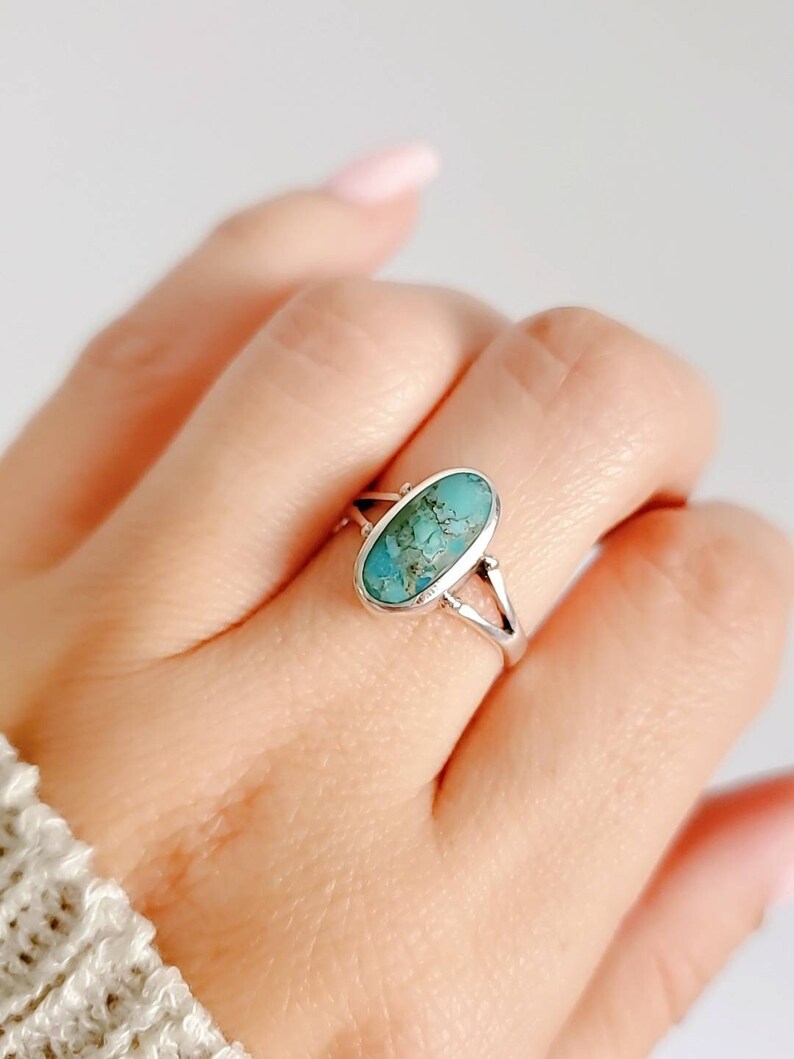 Sterling Silver Genuine Oval Turquoise Ring
