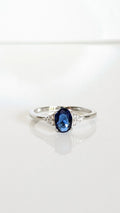 Sterling Silver Precious Oval Cut Sapphire Ring - view 3