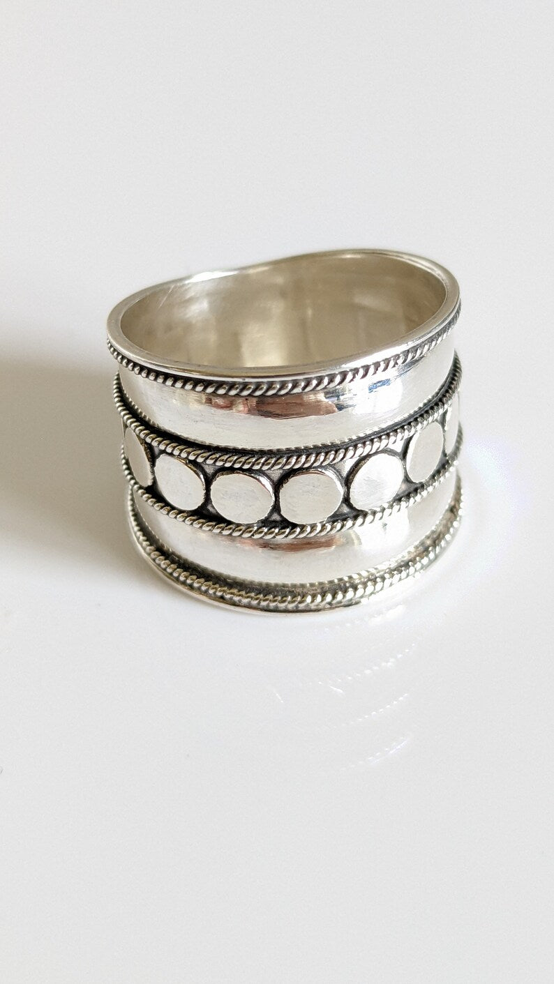 Sterling Silver Concave Bali Wide Ring - view 6