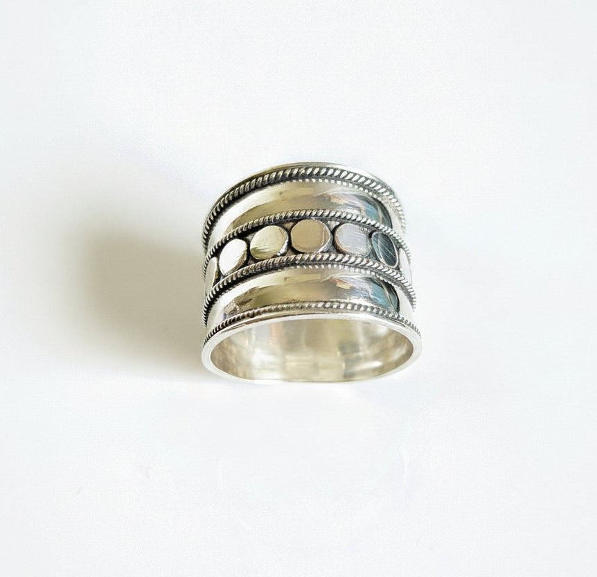 Sterling Silver Concave Bali Wide Ring - view 4