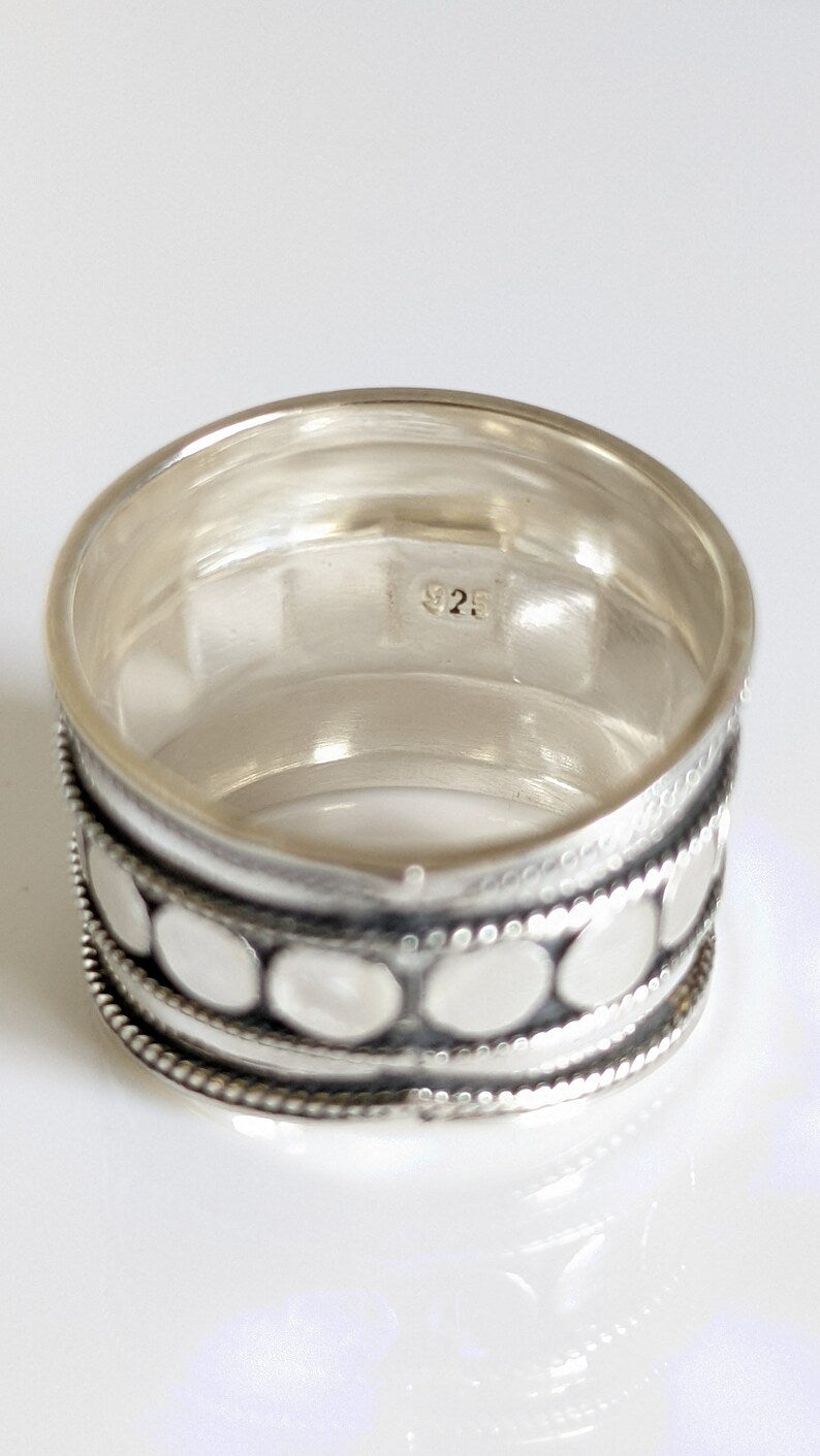 Sterling Silver Concave Bali Wide Ring - view 3