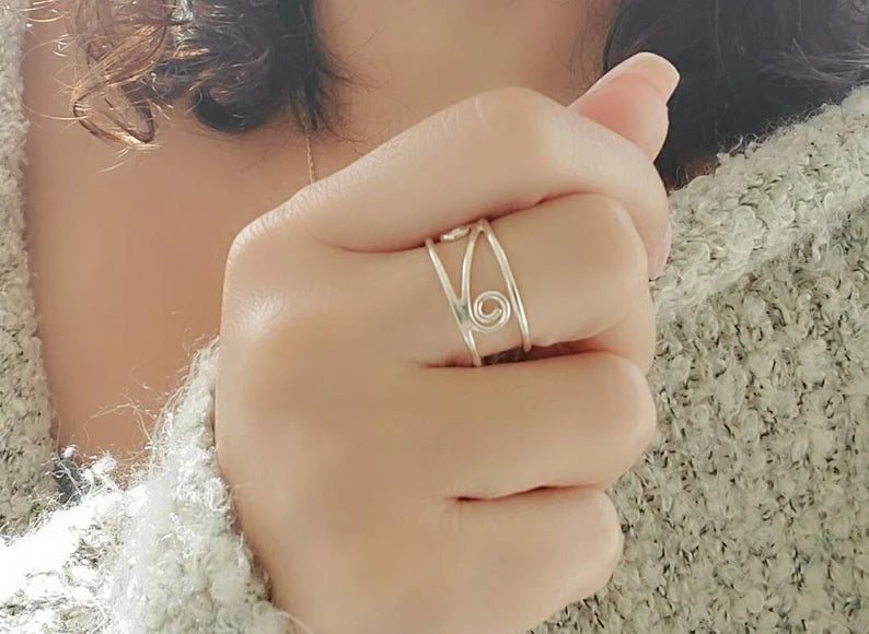 Sterling Silver Spiral Adjustable Ring - view 3