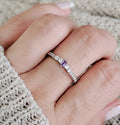 Sterling Silver Princess Cut Amethyst Ring - view 5