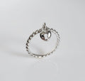 Sterling Silver Dangling Heart Lock Ring - view 3
