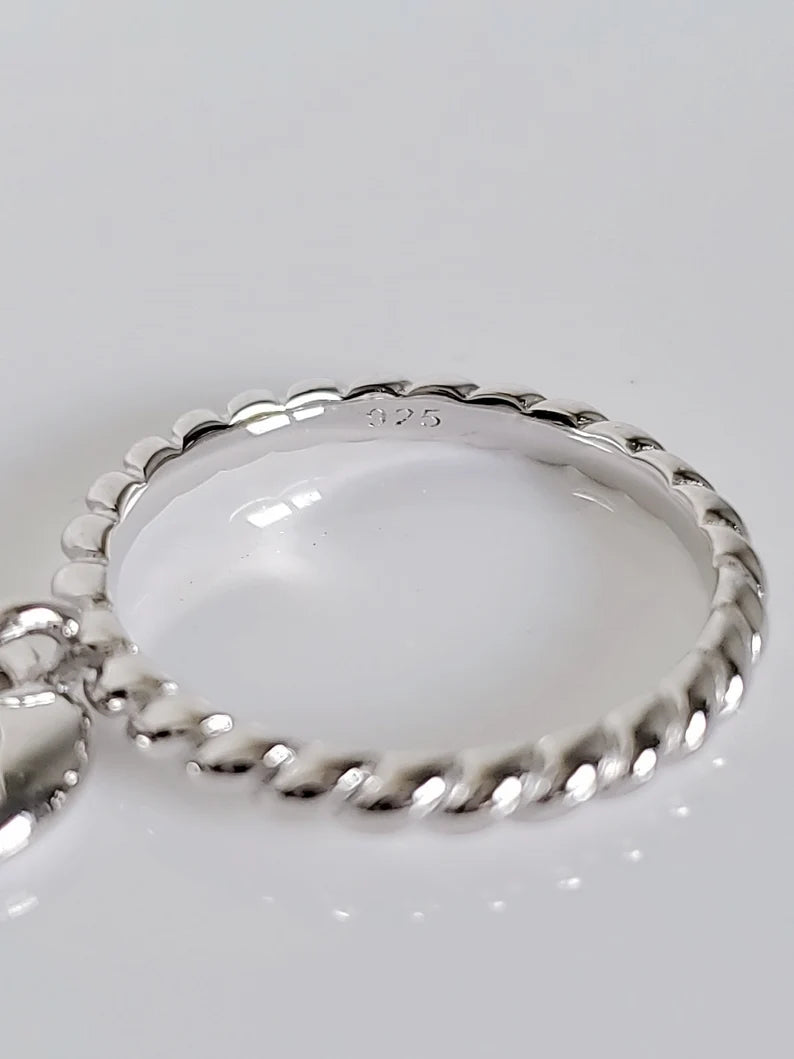 Sterling Silver Dangling Heart Lock Ring - view 7