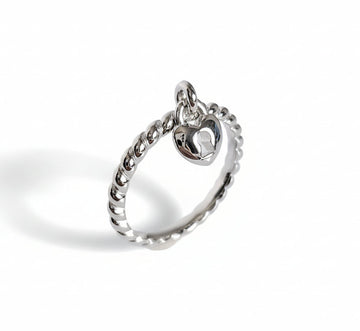 Sterling Silver Dangling Heart Lock Ring