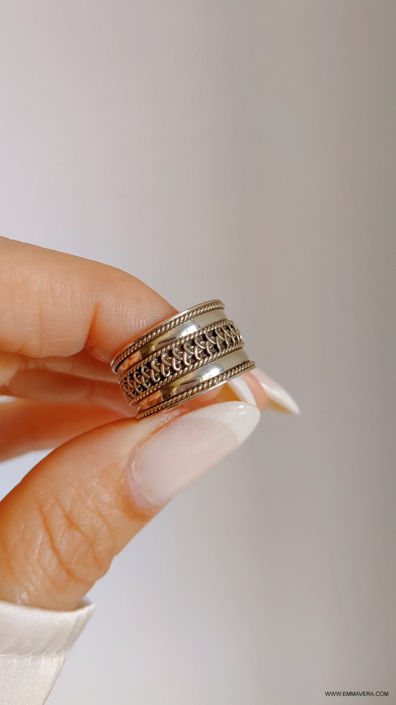 Sterling Silver Wide Bali Ring - view 6