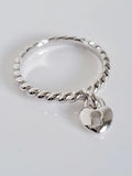 Sterling Silver Dangling Heart Lock Ring - view 5