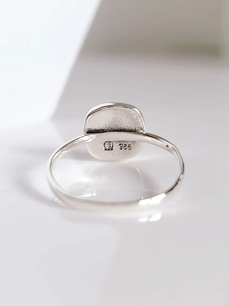 Sterling Silver Square Natural Mother of Pearl Ring - view 3