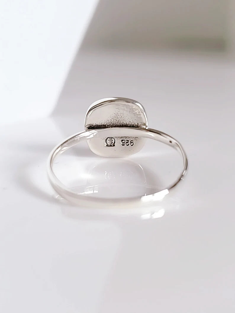 Sterling Silver Square Natural Mother of Pearl Ring - view 7
