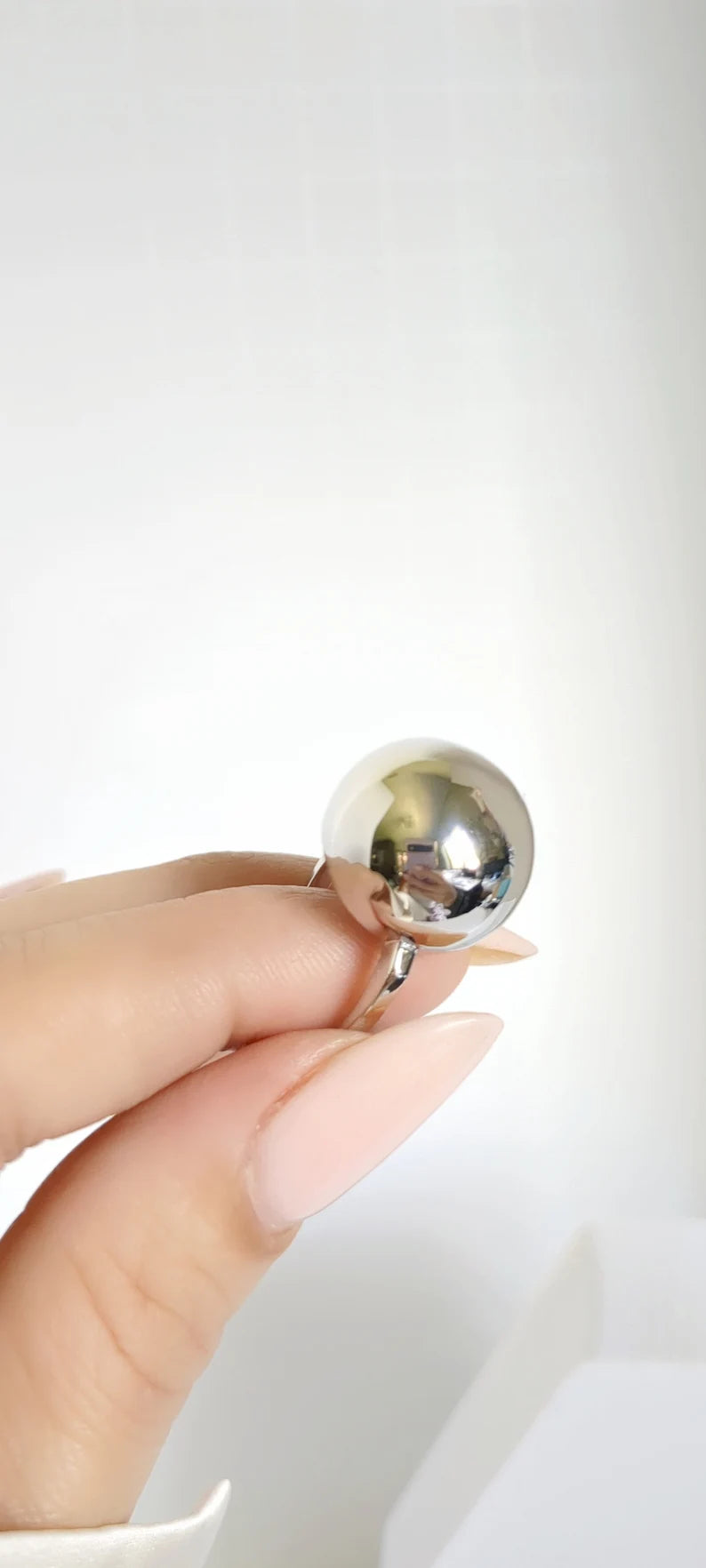 Sterling Silver 925 Large Globe Sphere Geometric Ring - view 6