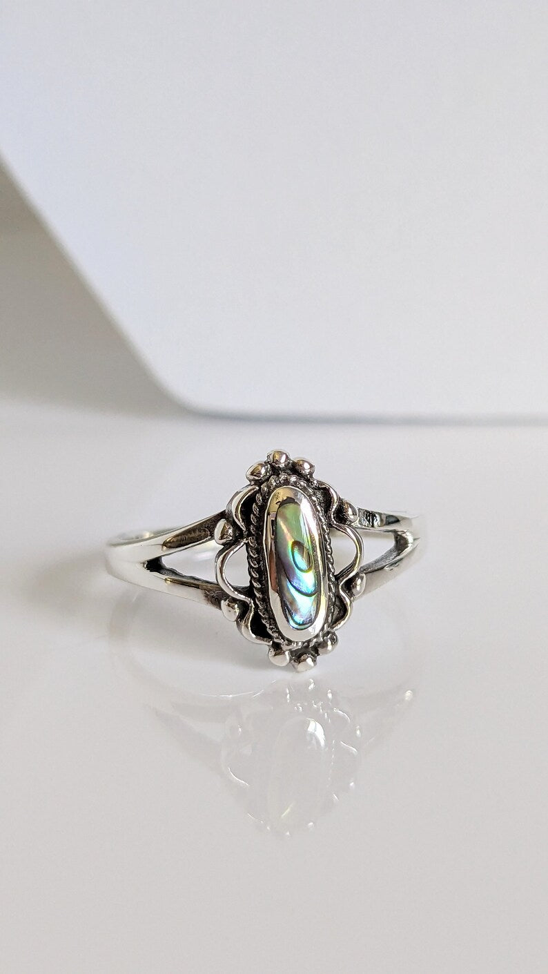 Genuine Abalone Sterling Silver Ring - view 8