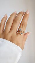 Sterling Silver Square Sphere Geometric Ring - view 2