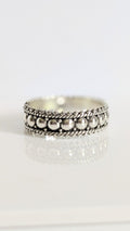 Sterling Silver Beaded Bali Ring - view 5