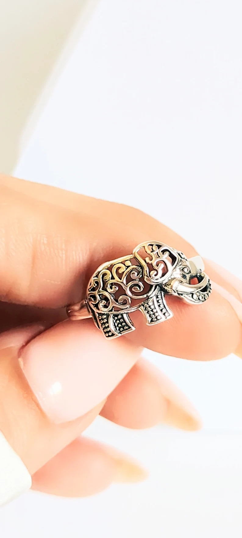 Sterling Silver 925 Boho Gypsy Elephant Ring - view 6