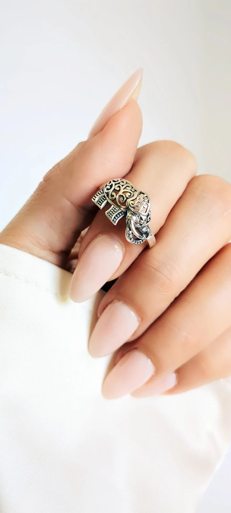 Sterling Silver 925 Boho Gypsy Elephant Ring - view 11