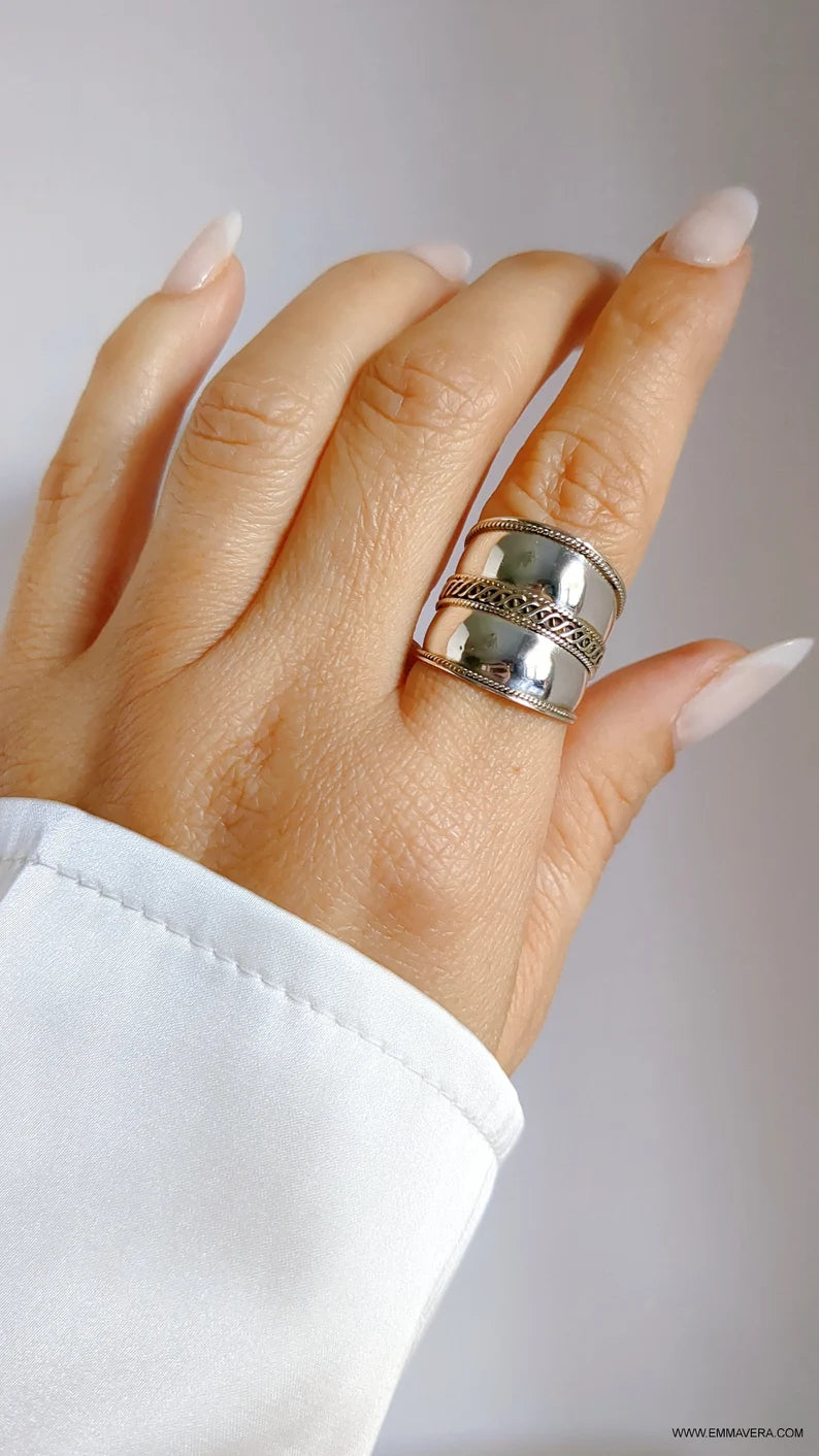 Sterling Silver Concave Bali Ring - view 6