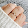 Sterling Dainty Crescent Moon & Star Silver Ring - view 2