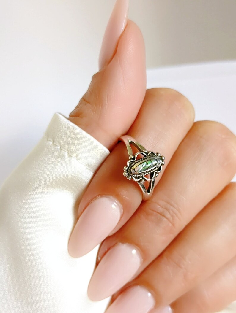 Genuine Abalone Sterling Silver Ring - view 4