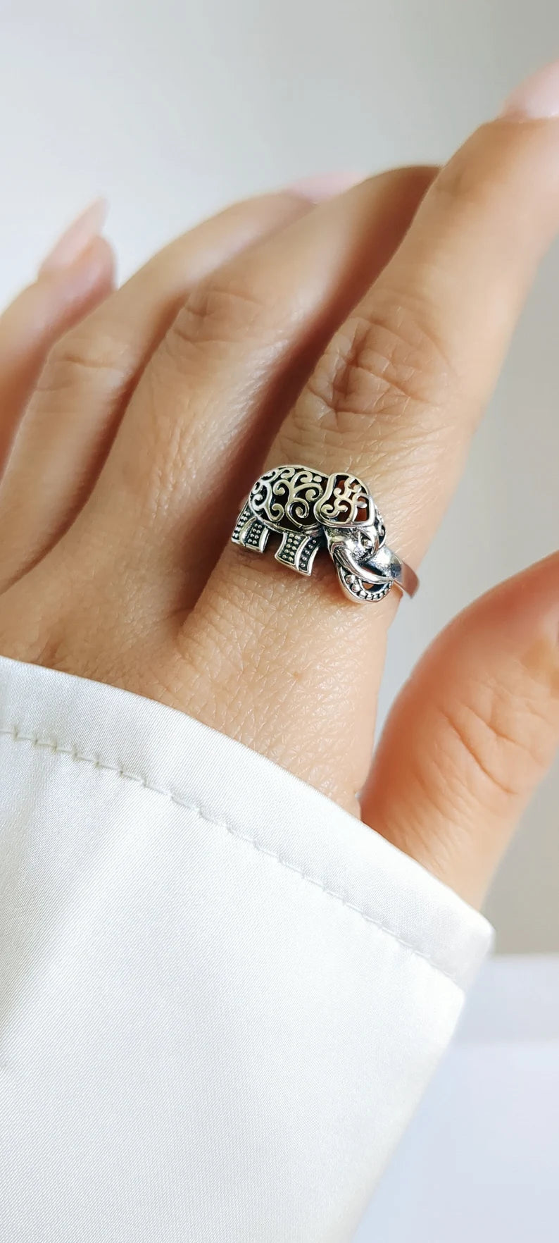 Sterling Silver 925 Boho Gypsy Elephant Ring - view 4