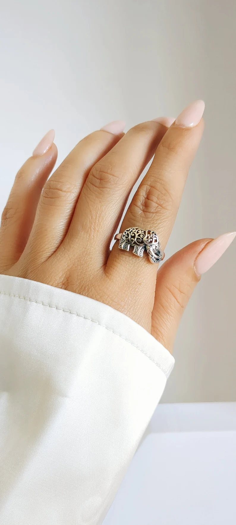 Sterling Silver 925 Boho Gypsy Elephant Ring - view 7