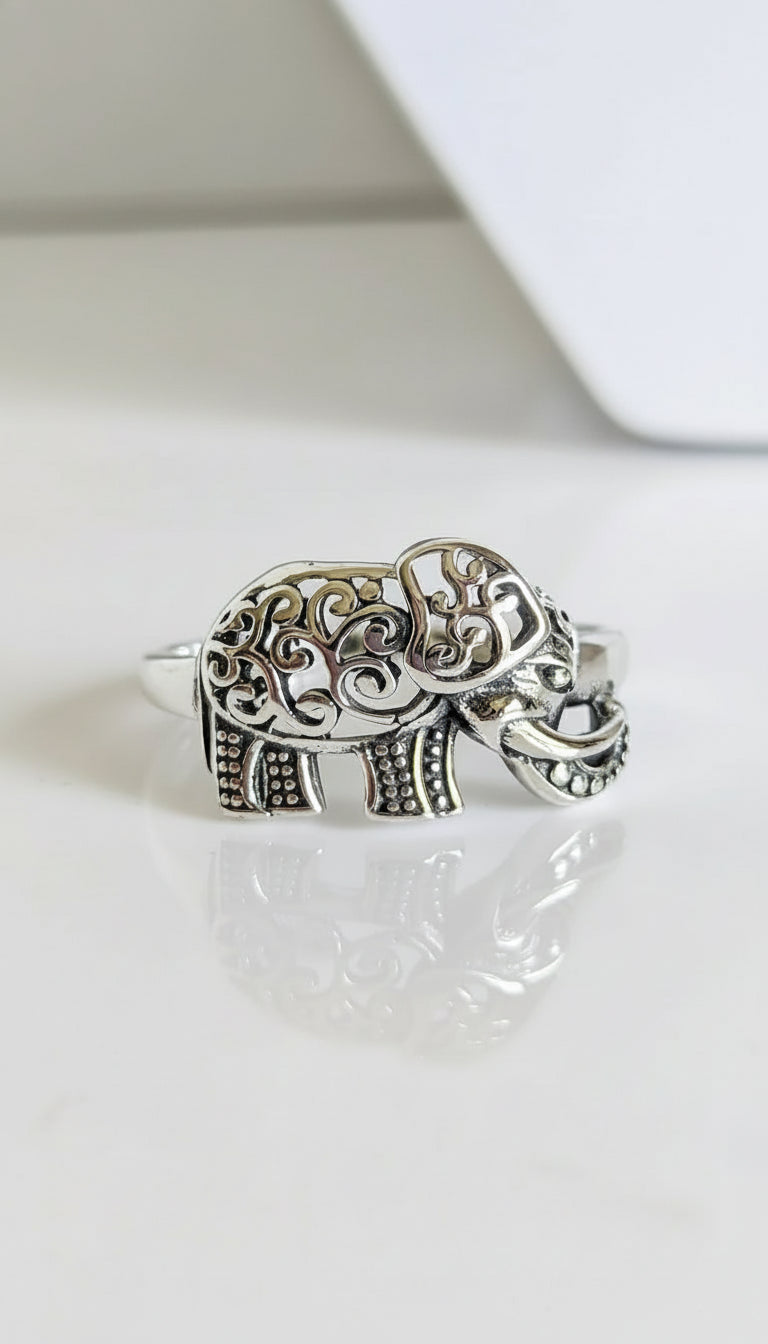 Sterling Silver 925 Boho Gypsy Elephant Ring - view 10