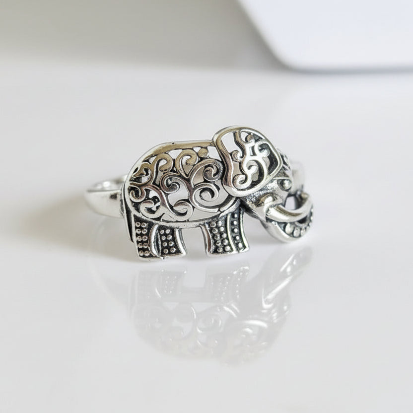 Sterling Silver 925 Boho Gypsy Elephant Ring