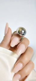 Sterling Silver 925 Large Globe Sphere Geometric Ring - view 7